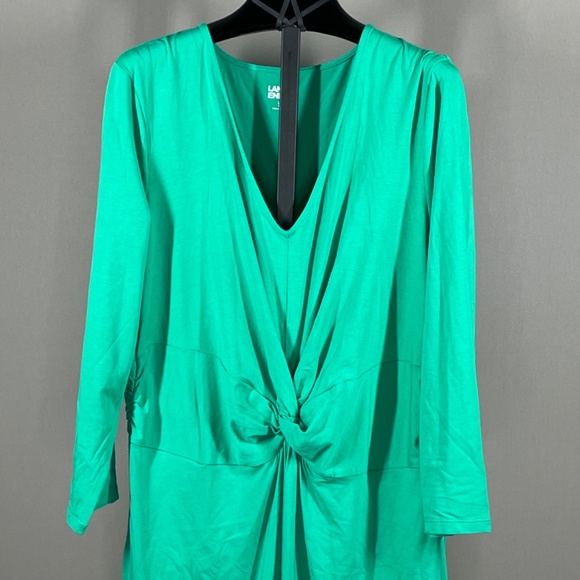 NEW Lands End Dress Womens Large 14 16 green midi sheath casual colorful classic - Picture 2 of 10